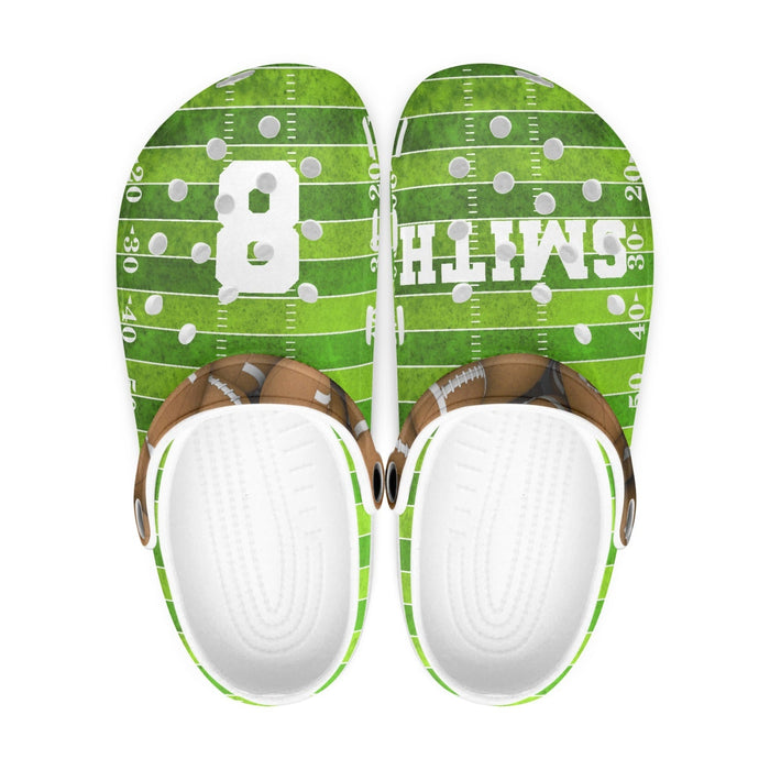 Football Clog Sport Gifts, Custom Personalized Football Clogs, Football Gift, Top View, Green