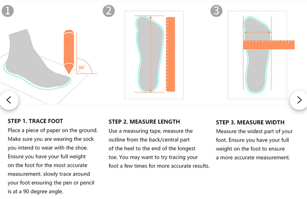 a diagram of how to measure a shoe