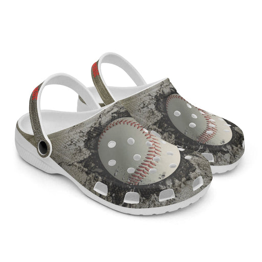 Baseball Clog Sport Gifts, Custom Personalized Baseball Clogs, Baseball Gift, Side View, Gray