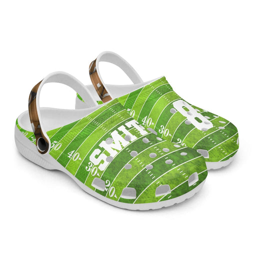 Football Clog Sport Gifts, Custom Personalized Football Clogs, Football Gift, Side View, Green