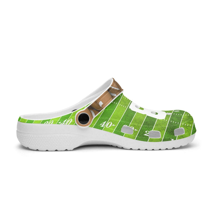 Football Clog Sport Gifts, Custom Personalized Football Clogs, Football Gift, Side View, Green