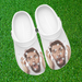 a pair of shoes with a picture of a bearded man on them