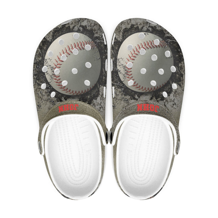 Baseball Clog Sport Gifts, Custom Personalized Baseball Clogs, Baseball Gift, Top View, Gray