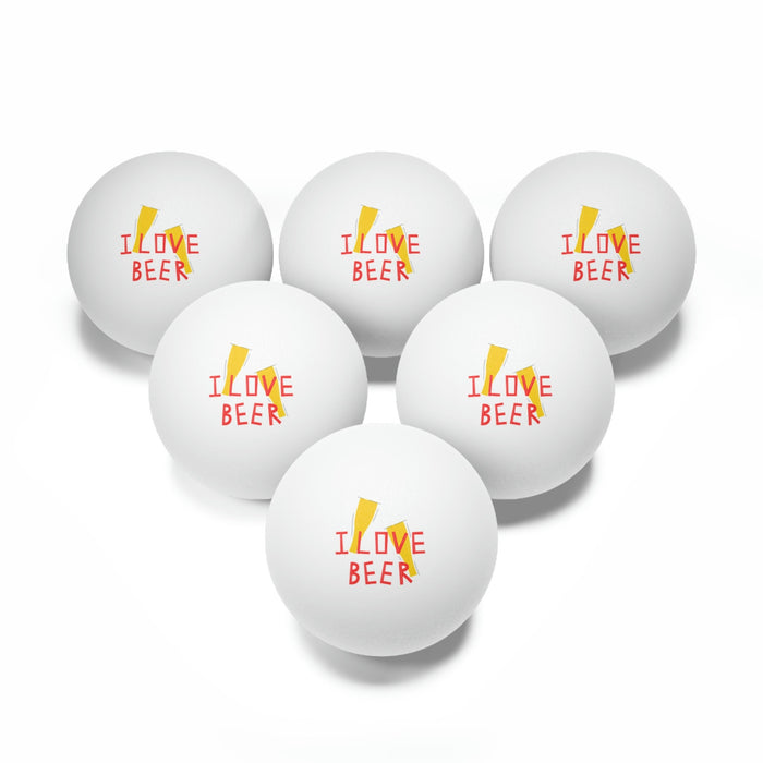 Ping Pong Sport Gifts, Custom Personalized Ping Pong ball, Ping Pong Gift, Beer Pong Gift, I Love Beer, Multi Pyramid View, White