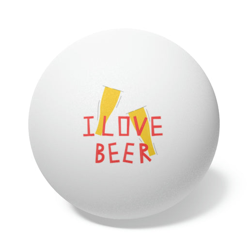 Ping Pong Sport Gifts, Custom Personalized Ping Pong ball, Ping Pong Gift, Beer Pong Gift, I Love Beer, Front View, White