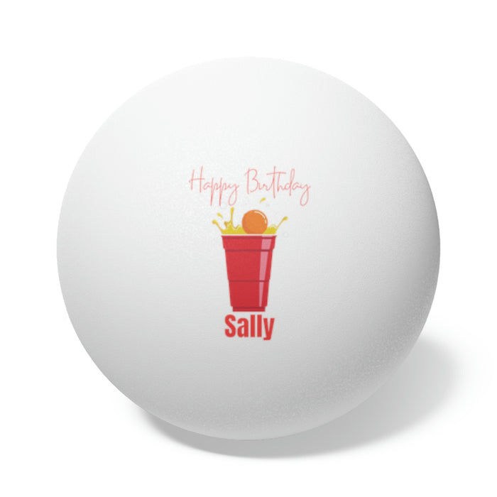 Ping Pong Sport Gifts, Custom Personalized Ping Pong ball, Ping Pong Gift, Beer Pong Gift, Happy Birthday, Front View, White