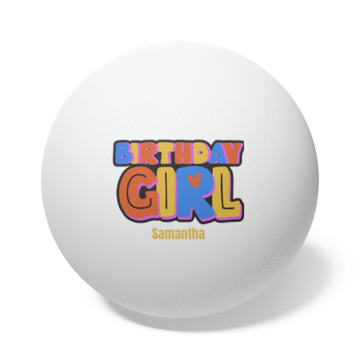 Ping Pong Sport Gifts, Custom Personalized Ping Pong ball, Ping Pong Gift,  Beer Pong Gift, Birthday Girl, Front View, White