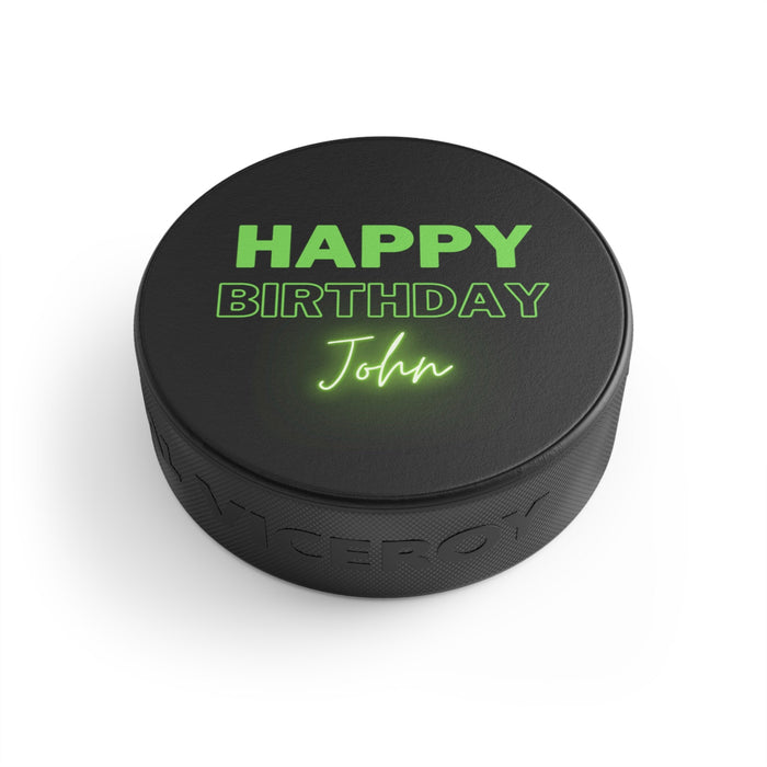 Hockey Sport Gifts, Custom Personalized Hockey Puck Bottom View, Happy Birthday, Birthday Gift