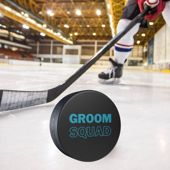 Hockey Sport Gifts, Custom Personalized Hockey Puck Front View, GROOM SQUAD, Groomsmen Gift