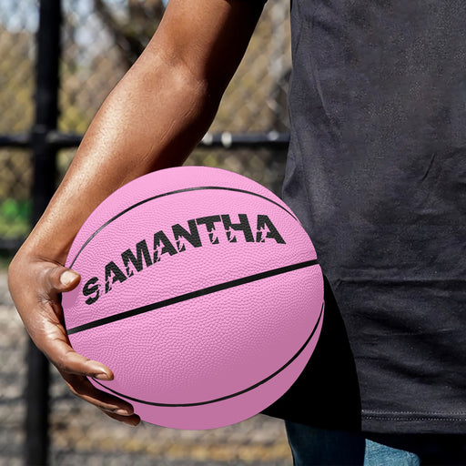 Basketball Sport Gifts, Custom Personalized Basketball, Basketball Gift, Front View, Pink