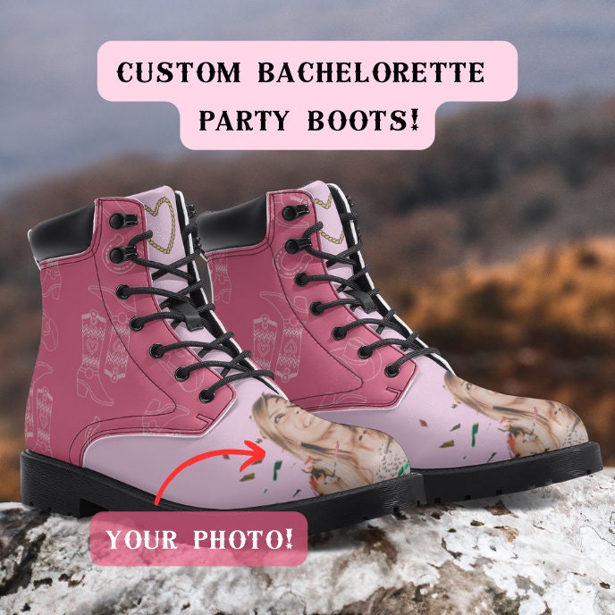 Custom Bachelorette Party Leather Boots - Sport Gifts, Sports Fan Gifts