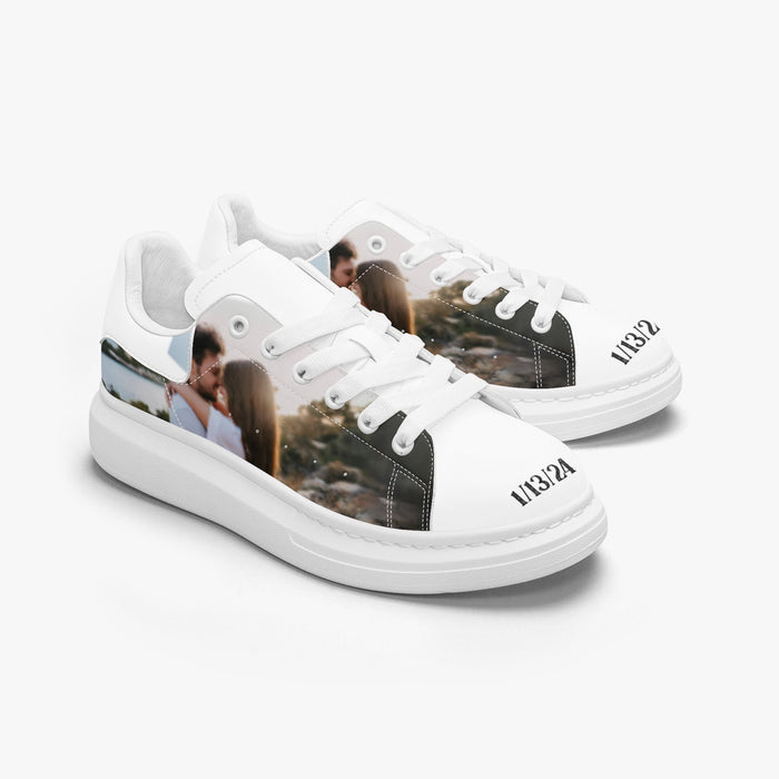 Custom Leather Oversized Sneakers - Tongue Printable - Sport Gifts, Sports Fan Gifts