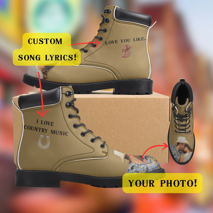 CUSTOM Song Leather Boots - Sport Gifts, Sports Fan Gifts